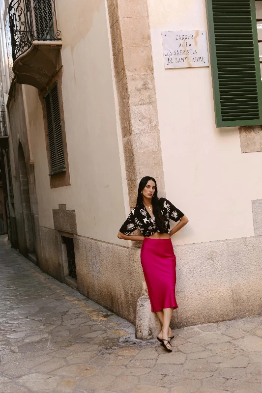 The Printed Camp Collar Blouse in Mahogany