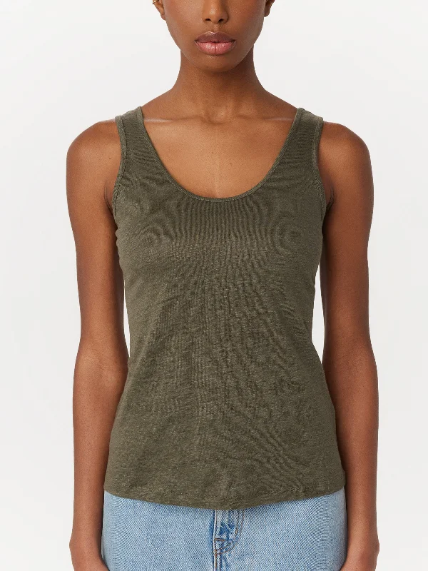 The Linen Tank Top in Green