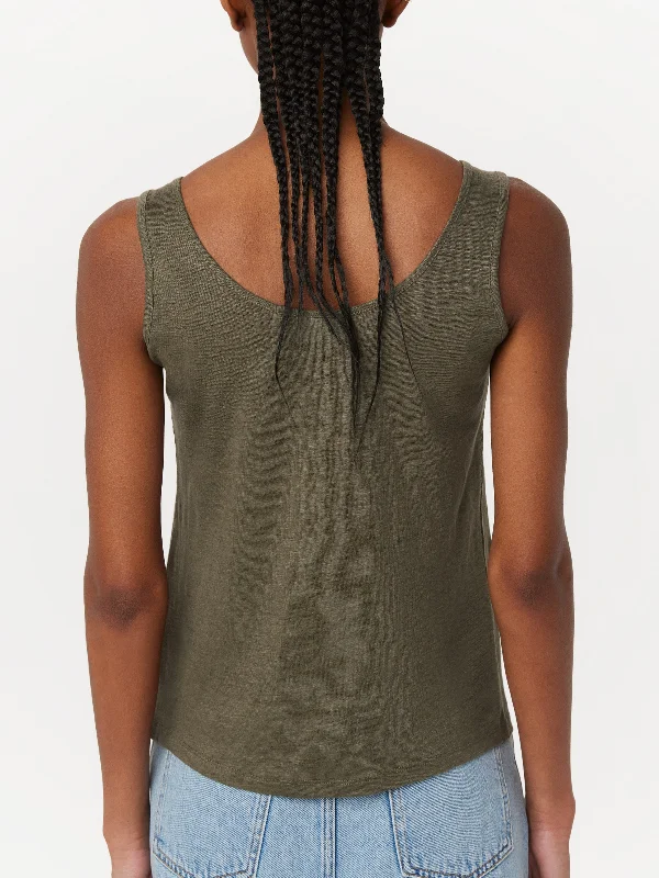 The Linen Tank Top in Green