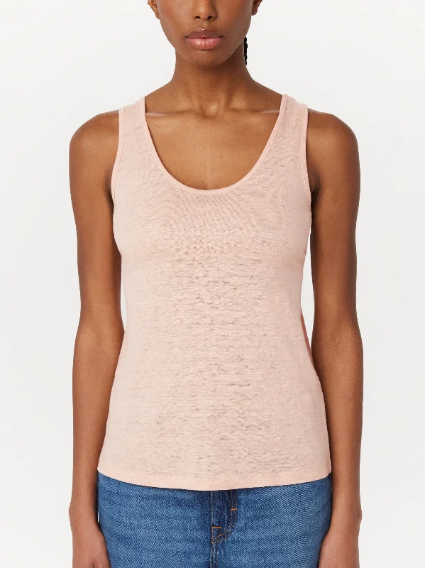 The Linen Tank Top in Light Pink