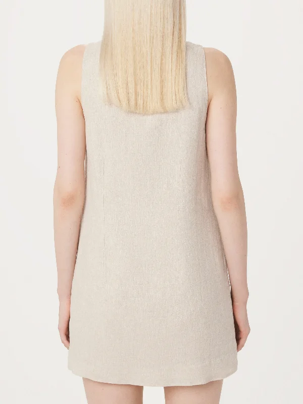 The Pinafore Linen Dress in Light Beige