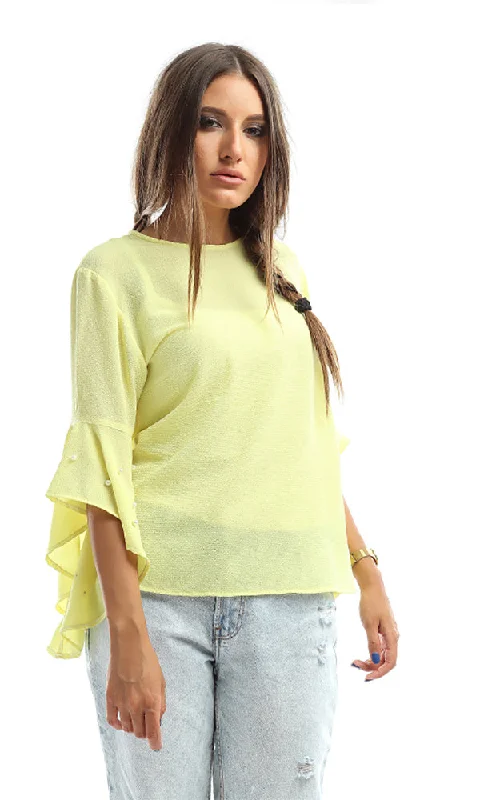 48670 Solid Long Sleeves Shirt - Yellow