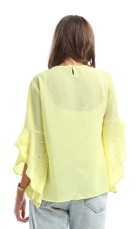 48670 Solid Long Sleeves Shirt - Yellow