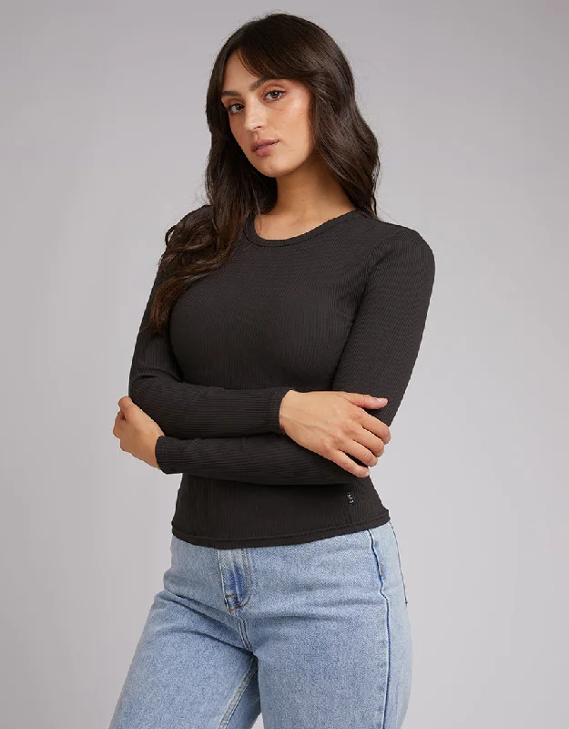 All About Eve Rib Baby Long Sleeve Tee Charcoal