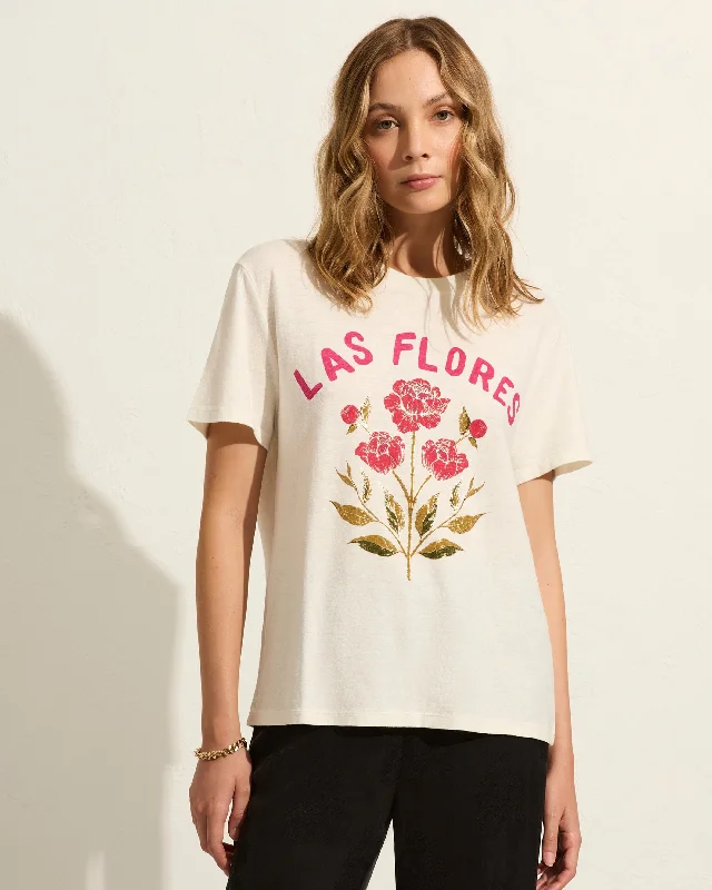 AUGUST THE LABEL Womens Las Flores Classic Tee - Off White