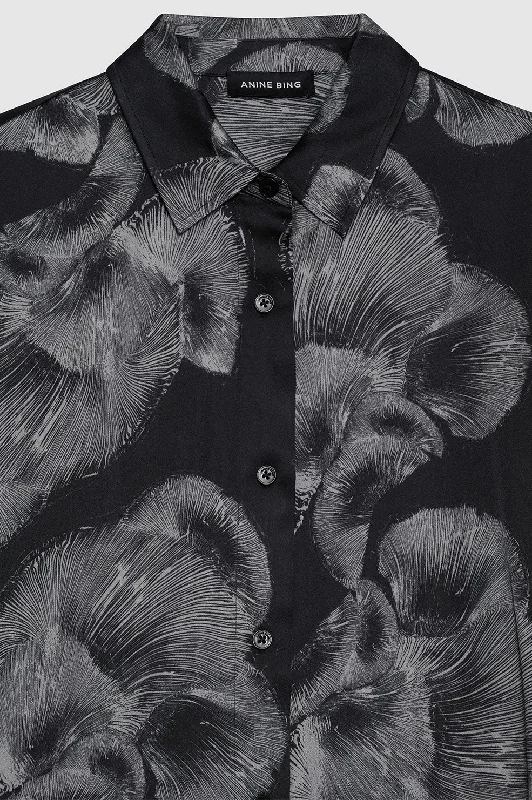 Avalon Shirt - Black Mushroom Print