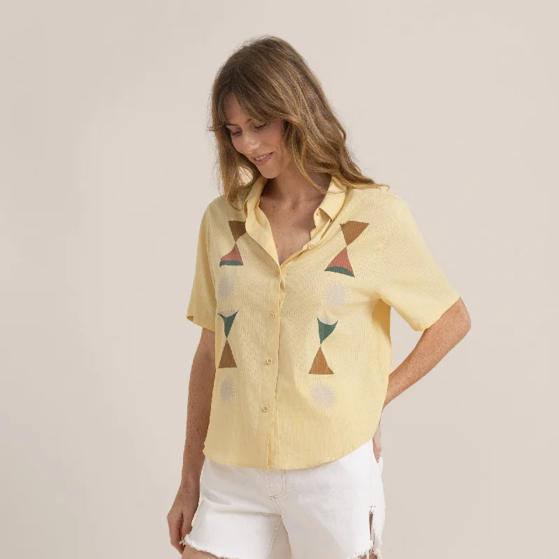 Bless Up Button Up Shirt - Heart Studio Sand