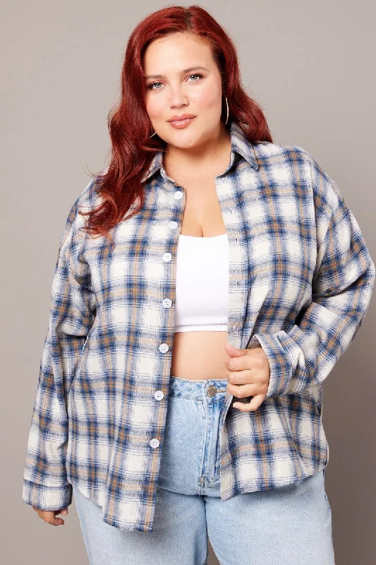 Blue Check Relaxed Shirt Long Sleeve