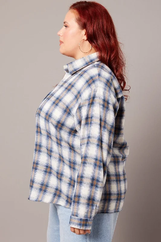 Blue Check Relaxed Shirt Long Sleeve