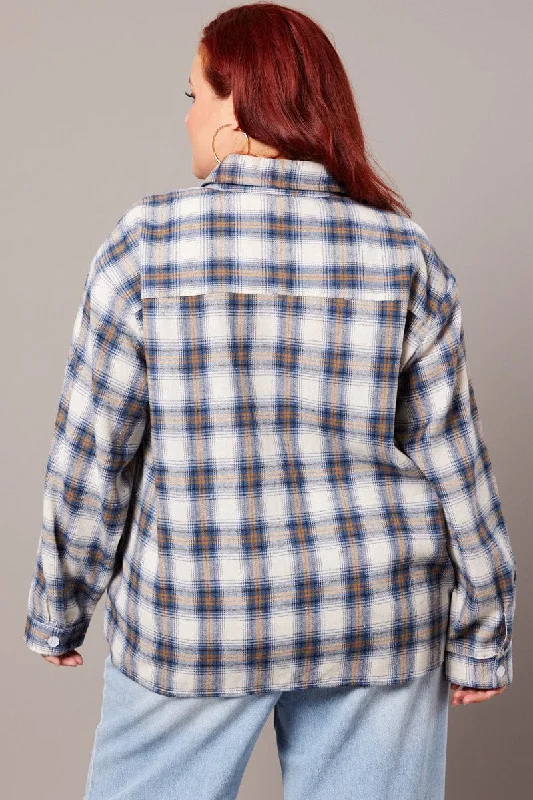 Blue Check Relaxed Shirt Long Sleeve