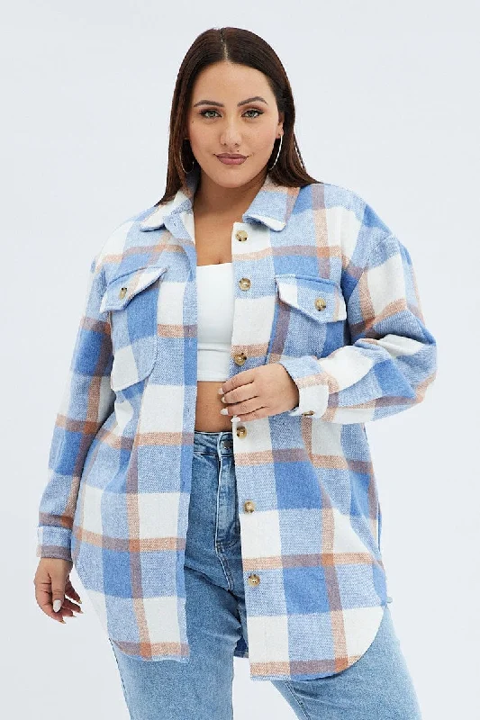 Blue Check Relaxed Shirt Long Sleeve