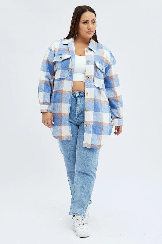 Blue Check Relaxed Shirt Long Sleeve