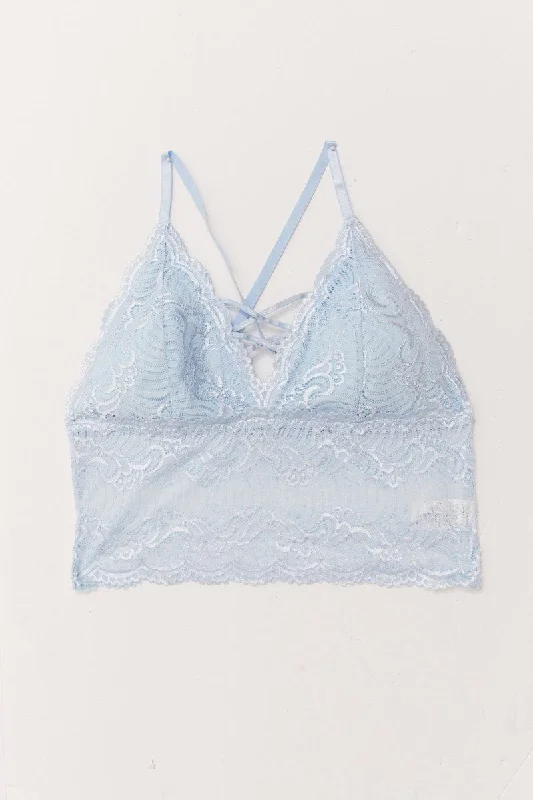 Blue Floral Lace Corset Top Bralette Lingerie