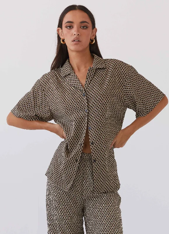 Bruno Oversized Shirt - Brown Geo