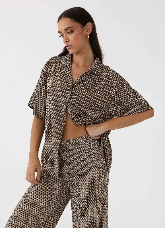 Bruno Oversized Shirt - Brown Geo