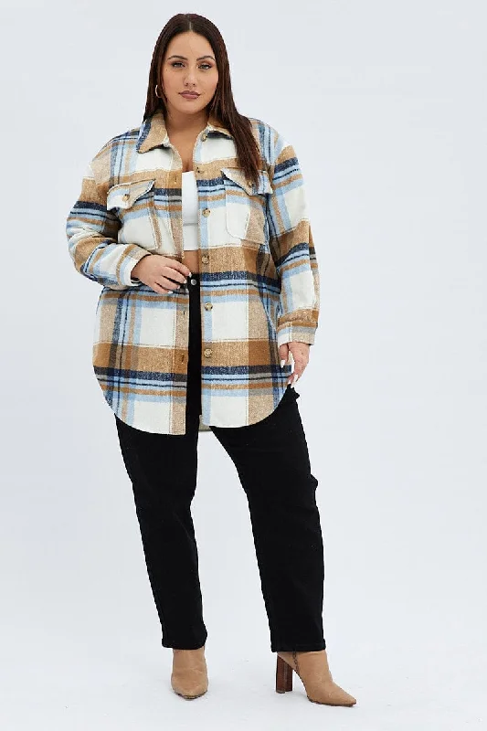 Camel Check Relaxed Shirt Long Sleeve