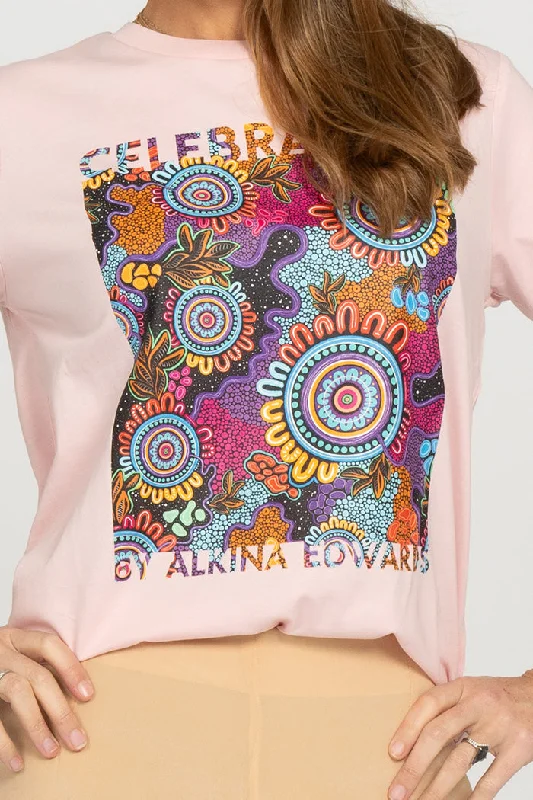 Celebration (Full Print) Pink Cotton Crew Neck Women’s T-Shirt