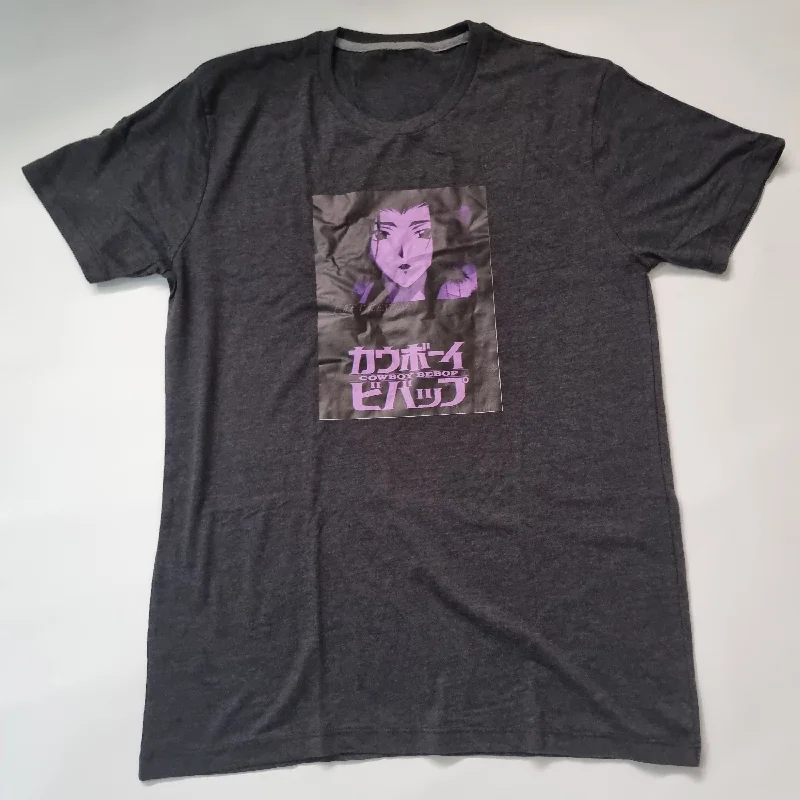 Charcoal gray tee printed cotton