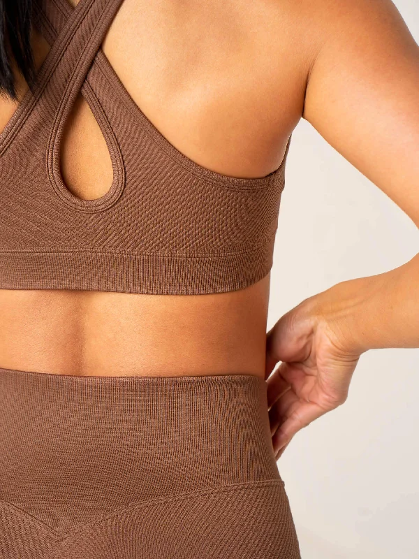 Circuit Rib Seamless Sports Bra - Chocolate