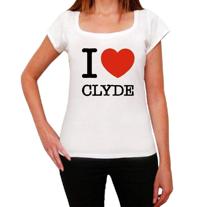 CLYDE, I Love City's, White, Women's Short Sleeve Round Neck T-shirt 00012