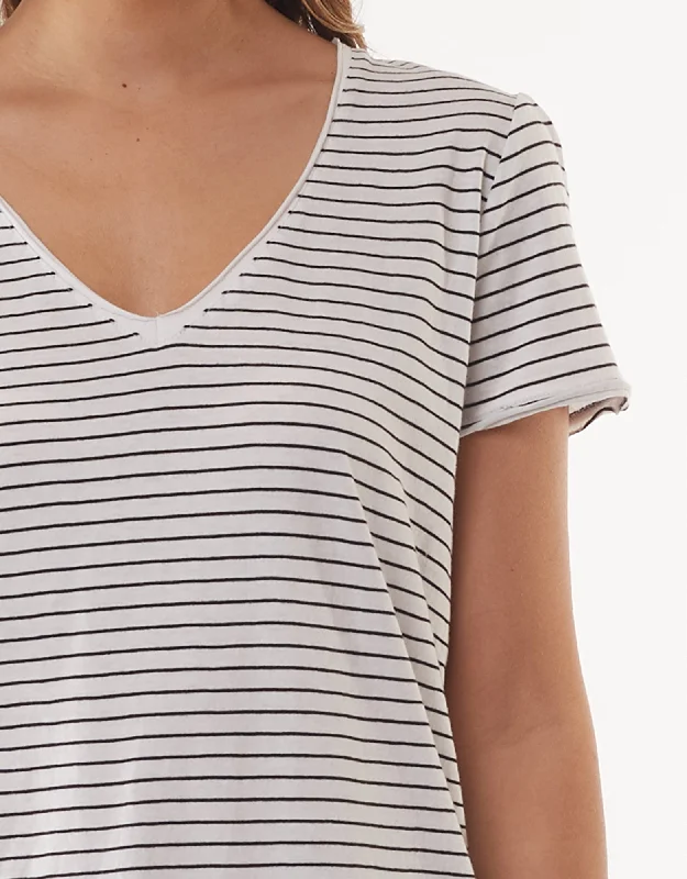 Elm Fundamental Vee Tee Black/White Stripe