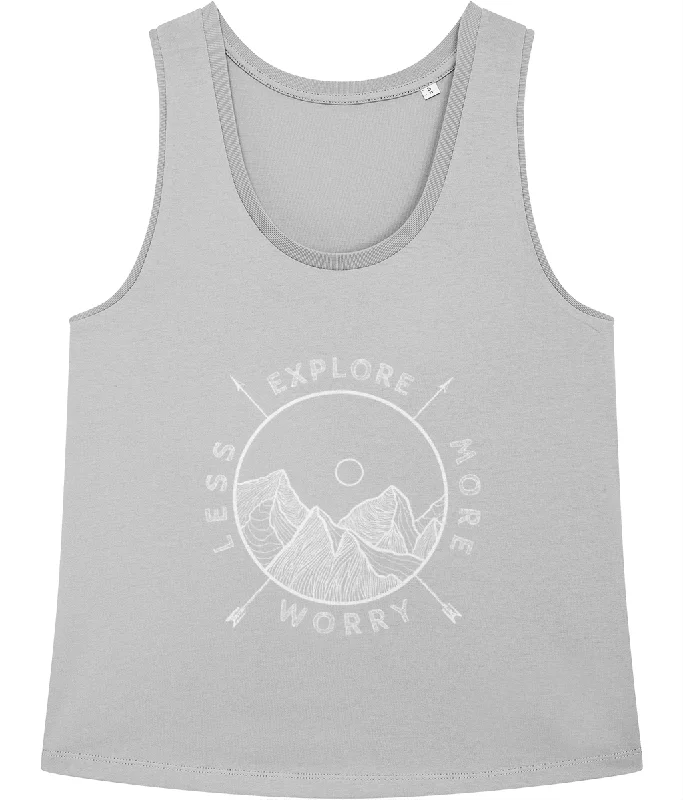 Explore More Worry Less Unisex 100% Organic Cotton Vest Top