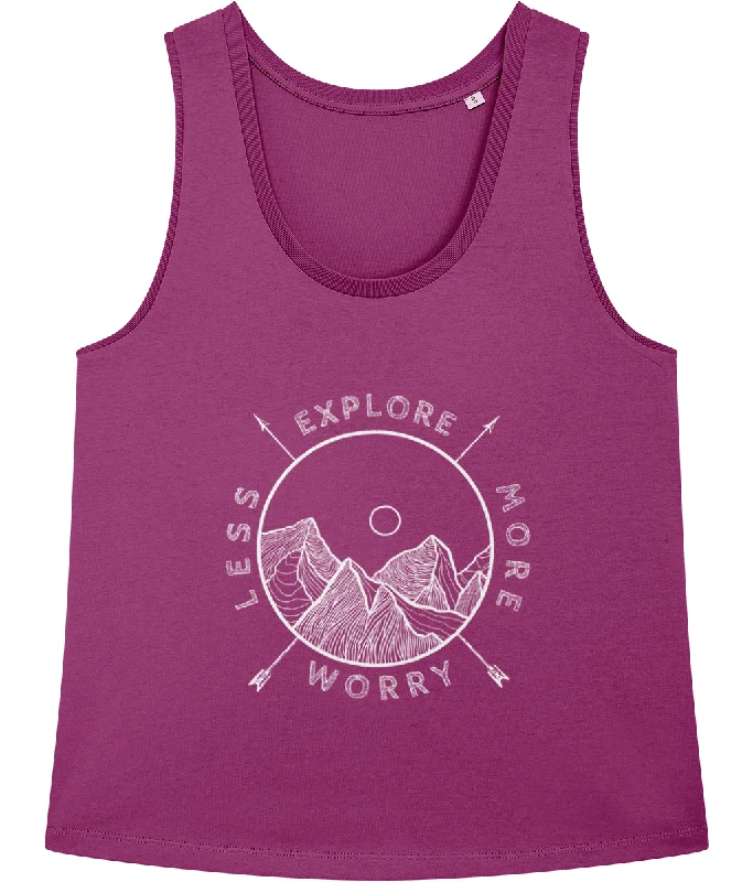 Explore More Worry Less Unisex 100% Organic Cotton Vest Top