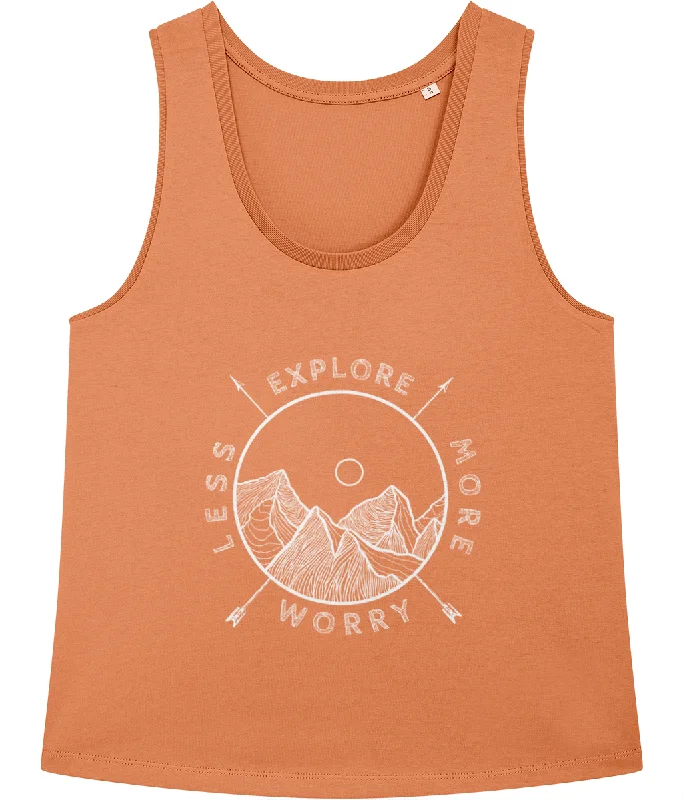 Explore More Worry Less Unisex 100% Organic Cotton Vest Top