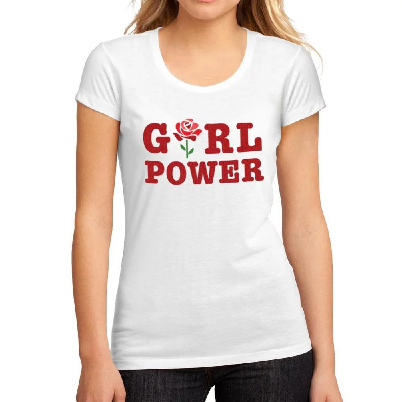 Women's Graphic T-Shirt Girl Power Flower White