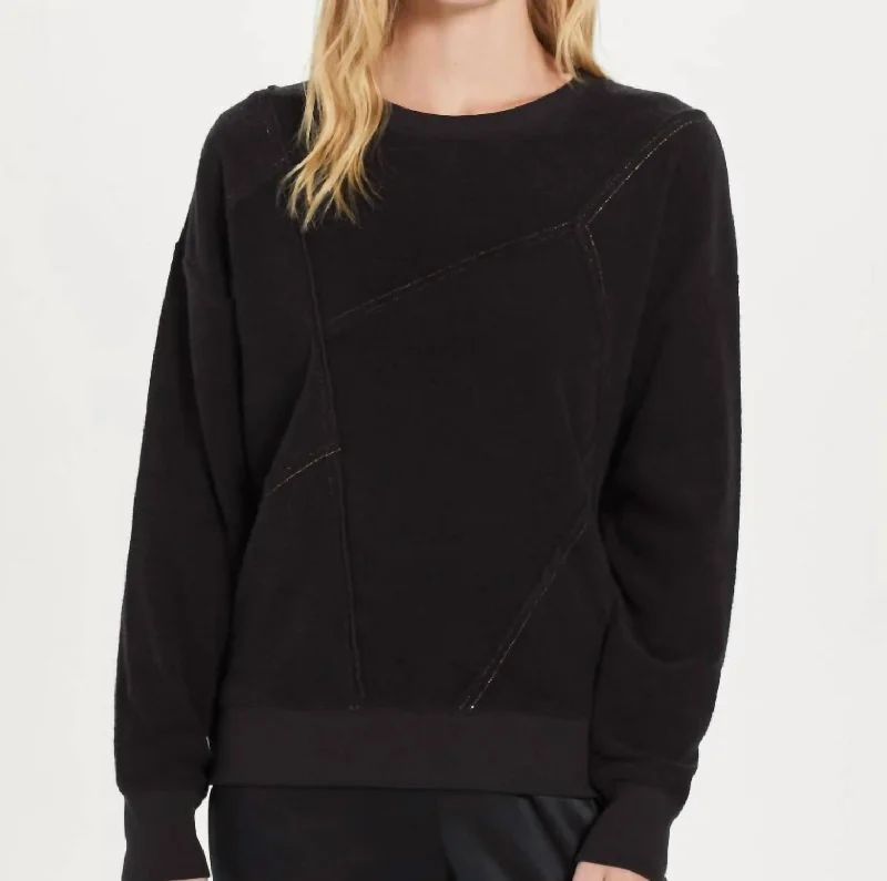 Gold Stitch Patchwork Sweatshirt In Black