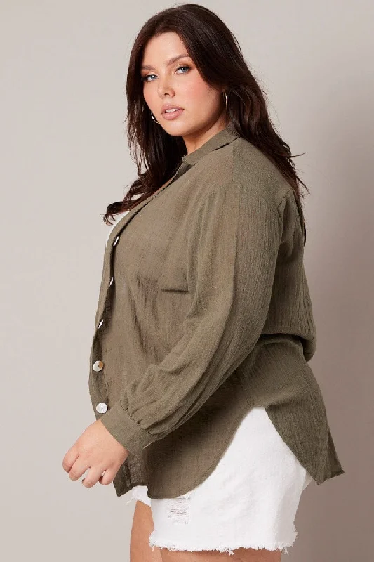 Green Relaxed Shirt Long Sleeve