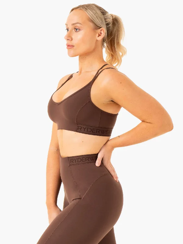 Level Up V-Neck Sports Bra - Chocolate