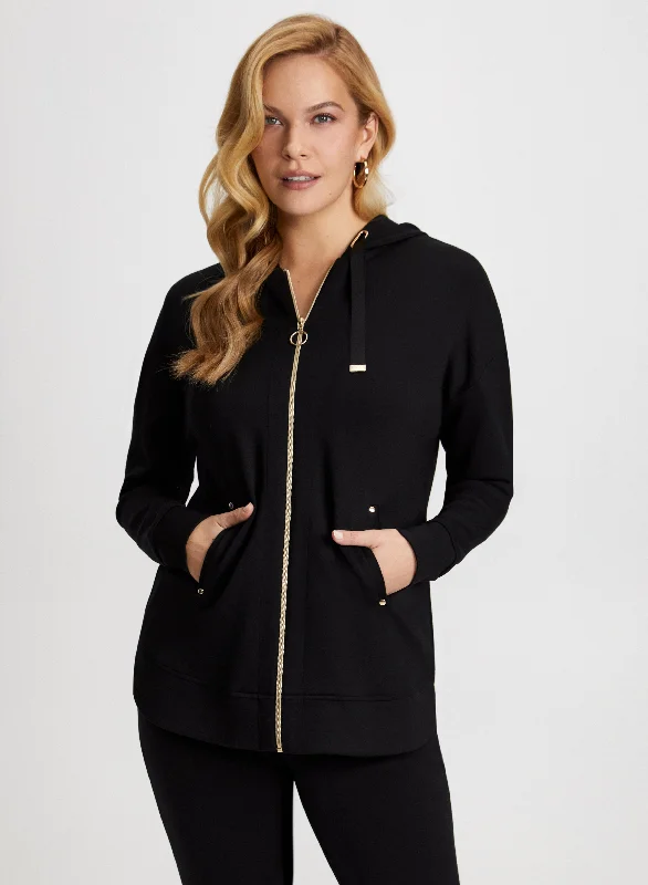 Zip Front Hooded Top