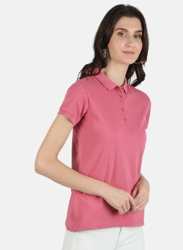 Women Pink Plain T-Shirt