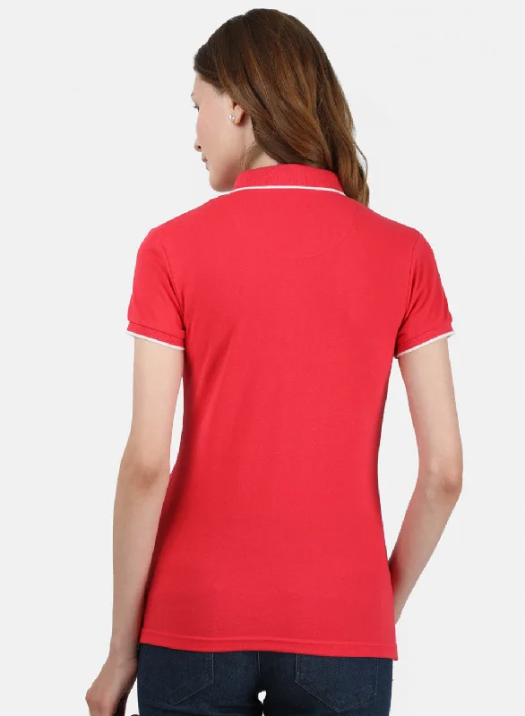 Womens Red Plain T-Shirt