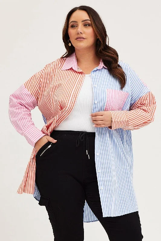 Multi Colour Shirt Long Sleeve Colourblock