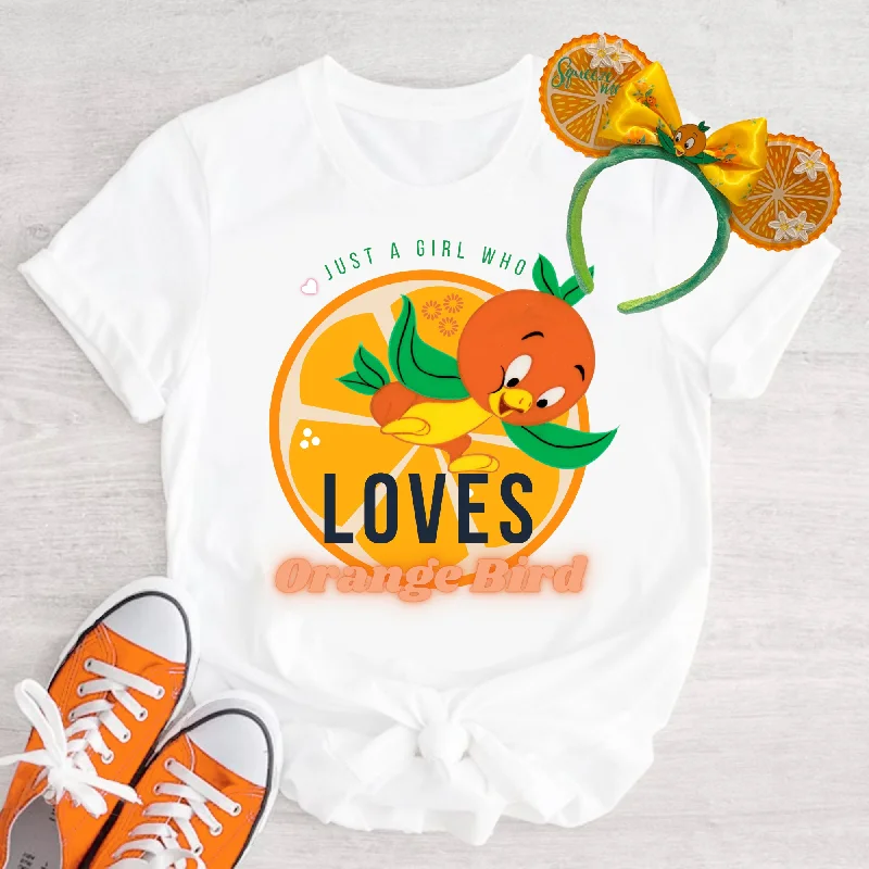 Orange Bird White T-Shirt, Unisex Tee Classic Fit