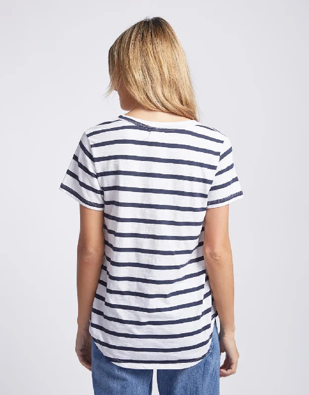 Original Round Neck T-Shirt - Navy/White Stripe