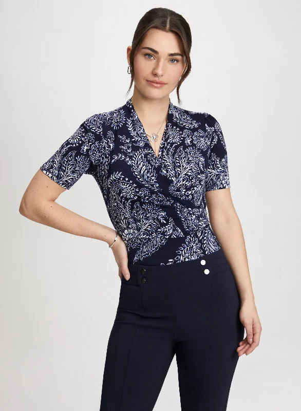 Paisley Print V-Neck Top