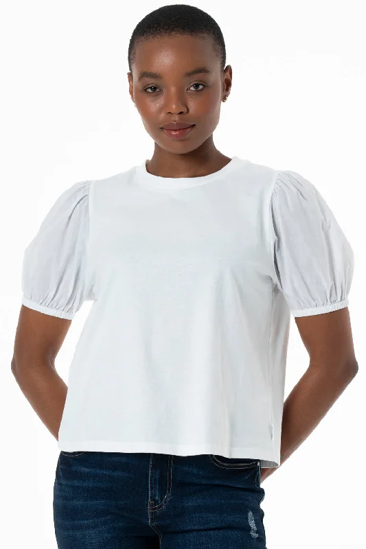 Puff Sleeve T-Shirt _ 143239 _ Optic White