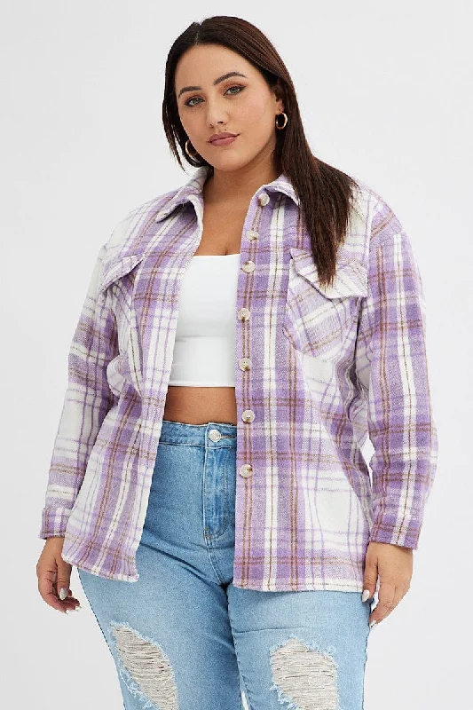 Purple Check Relaxed Shirt Long Sleeve