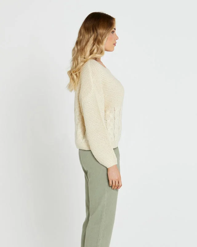 Sass Erin Cable Knit Jumper Cream