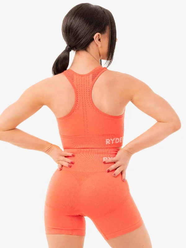 Seamless Staples Sports Bra - Orange Marl