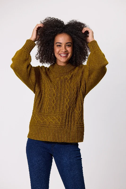 Shine On Label Marra Cable Knit Jumper Citrus Green