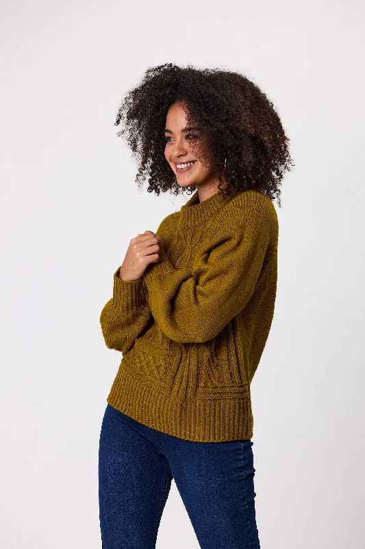 Shine On Label Marra Cable Knit Jumper Citrus Green