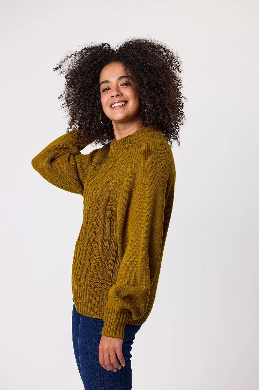 Shine On Label Marra Cable Knit Jumper Citrus Green