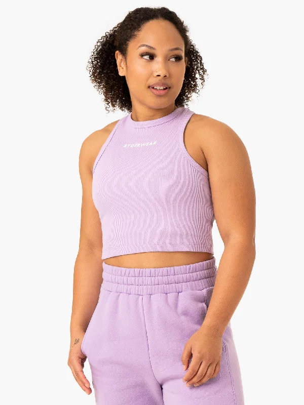 Sideline Rib Crop Tank - Lilac