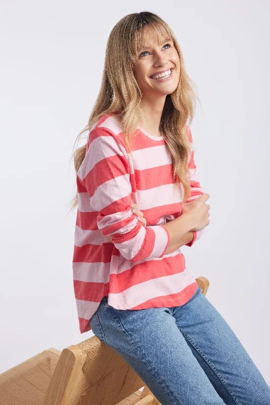 Spritz Stripe Long Sleeve Tee - Coral Spritz Stripe