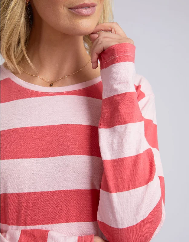 Spritz Stripe Long Sleeve Tee - Coral Spritz Stripe