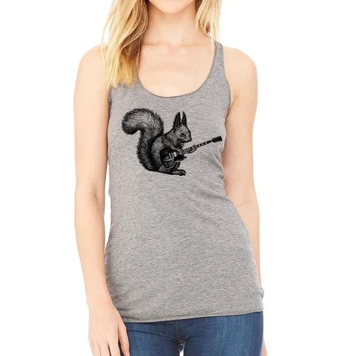 Squirrel Playing Guitar Racerback Tank Top